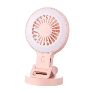 Three Speed Modes 5.3 Inch Clip On Rechargeable Fan Portable Wearable Fan with Clip and Makeup Fill Light