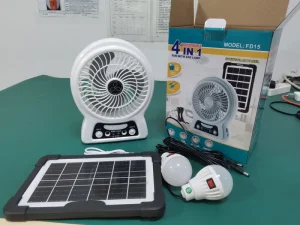 Top 6 Inch Solar Rechargeable Portable Fan Built in Lithium Battery Two speed Fan with Night Light with Solar Panel Charge Phone