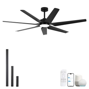 Top Pick 65 WiFi Smart Waterproof Outdoor Ceiling Fan LED Light 7 Blade Tuya App Alexa Voice Control Reversible DC Motor