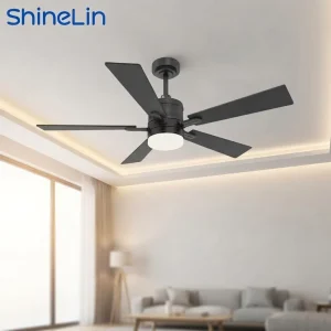 Top Selling Mute Design Modern Indoor Bedroom Living Room 52 Inch 5 Blade DC Motor LED Ceiling Fan Light With Remote Control