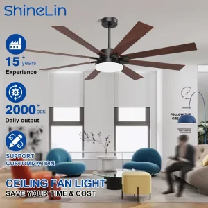 Top Selling Product Modern Bedroom Living Room 60 Inch 8 Blades Smart Remote Control Dimming Low Noise Led Ceiling Fan Light