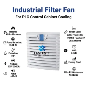 Touch Control Axial Cooling Fan IP54 UL94 V0 Wall Mounted High Airflow Filter Fan for Electrical Cabinet Ventilation