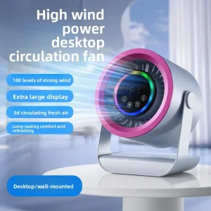 Touch Screen LED Display Smart Desktop Silent Fan Adjustable Angle Mini Table Cooling Fan For Home Office