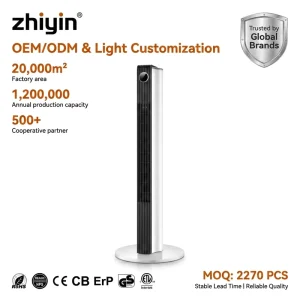 Tower Fan KFT2208J with Silent AC Motor 3 Speed Settings No Timer Durable Construction for All Day Use Unit