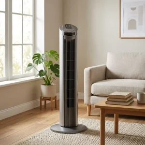 Tower Fan with Oscillation 3 Speed Mechanical Control Black 45W Air Cooling Fan for Living Room Bedroom Office