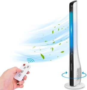 Tower Fan with Remote Smart Oscillating Quiet Bladeless Standing Floor Fan App Controlled for Bedroom Household Outdoor Use