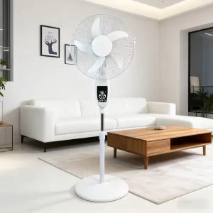 Tower Pedestal Fans 16 Inch Vertical Floor Fan 6V5AH High Cap Battery Solar DC Charging Pure Copper Motor Slim Design