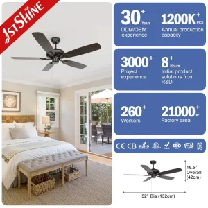 Traditional 5 Mdf Blades Decorative Pull Chain AC Ceiling Fans for Living Room
