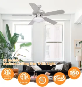Traditional 52 Inch ABS Blade Reversible Ceiling Fan Home Decorative Chandelier Ceiling Fan With Light