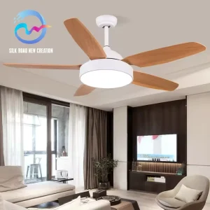 Traditional Ceiling Fan with Chandelier Remote Control DC 110V 42 Inch Silent LED Light for Living Room Bedroom