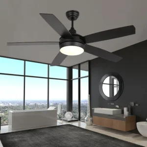 Traditional Style Fan Light Wood Ceiling Fans with Led Fixture and Copper Motor for Home Cafe