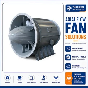 Tunnel Axial Flow Fan Heavy Duty Large Scale Industrial Ventilation Blower for Mine Safety and Furnace Cooling