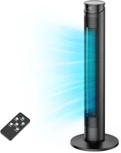 Turmventilator Sehr Leise Ventilator Standventilator 45W Mit Fernbedienung & LED Bildschirm 12H Timer ECO Mode Oszillation