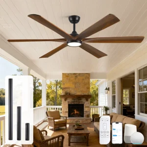 Tuya App Smart Ultra Quiet BLDC Motor Dimmable LED Fan Voice Remote 6 Wood Blades 72-Inch Electric Ceiling Fan