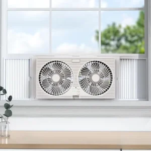 Two Heads Wall Mounted Electric Digital Control 9 Inch Kitchen Bathroom Ventilation Window Exhaust Fan Reversible Airflow