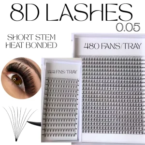 UNIQUE LASHES Handmade 0.05 8D Premade Eyelash Fans Korean PBT Dark Black 8D 9D 10D Premade Mega Volume Fans Eyelash Extensions