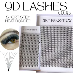 UNIQUE LASHES Premium Premade Volume 3D 10D Fans 9D 10D XL Tray Pre made Fans 0.05mm MIXED LENGTH Mega Volume Fans Eyelashes