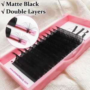 US Local Stock Easy Fan Lash Extension Trays 0.05 Volume Textured Black Matte Cashmere Easy Fanning Lash Extension Trays