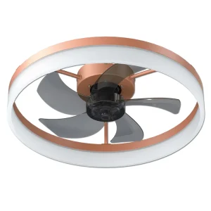 US Stock Free Shipping 19.7in Rose Gold Round Flush Ceiling Fan Light AC 6 Speed Reversible Timer APP Remote Dimmable LED
