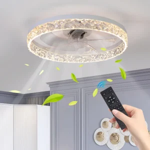 US Stock Free Shipping 20″ Ceiling Fan with Lights Flush Mount Ceiling Fans Dimmable Low Profile Ceiling Fan With Light