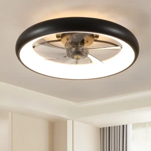 US Stock Free Shipping 22″ Ceiling Fan with Lights Flush Mount Low Profile Ceiling Fan With Light for Living Room Bedroom