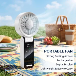 USB Air Cooling Fan Portable Handheld Fan Foldable 5 Blades Turbo Fan