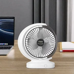 USB & Battery Rechargeable Plastic Table Fan Air Cooling with Three Wind Speed Settings for Household & Hotel Use