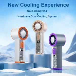 USB C Rechargeable Small Pocket Fan LED Display 100 Speeds Handheld Portable Turbo Fan with Lights for Concert Camping Travel