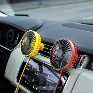 USB Car Fan 3 Speed Portable 6 Inch LED Light Air Vent Cooling Fan for Automotive Household & Outdoor Use