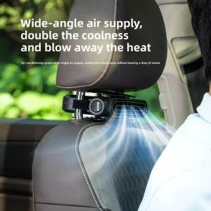 USB Car Headrest Fan Wide Angle Double Airflow Adjustable Speed Back Seat Cooling Vent Fan for Auto Rear Passenger