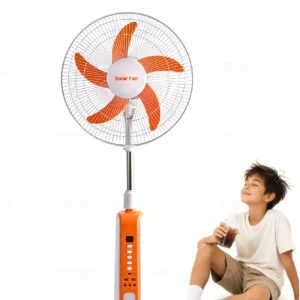USB Charging 16 Inch Rechargeable Household Air Cooling Long Lasting Solar Fan Remote Control for Home and Outdoor Use