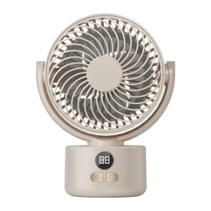 USB Charging Automatic Shaking Head LED Display Desktop Air Cooling Fan Brushless Motor Low Noise Portable
