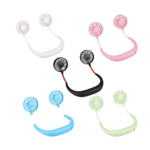 USB Charging Neckband Fan Hand Free Personal Mini Sport Fan LED Light 3 Speeds Adjustable Sports Office Portable Wearable Fans