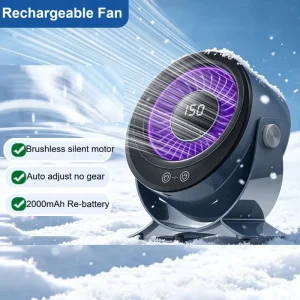 USB Desk Fan Digital Display Quiet Portable Fan Turbo Airflow 90° Rotating Small Rechargeable Battery Desktop Wall Mounted Fans
