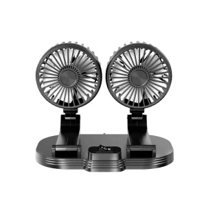 USB Powered Car Fan Air Cooling Conditioning Multi Angle Rotatable Dual Head 2 Speed Dashboard Fan
