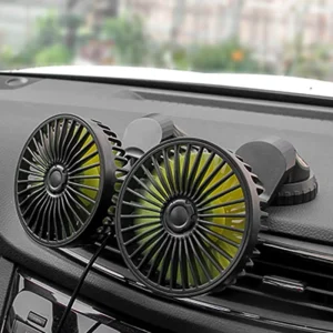 USB Powered Dual Head Car Dashboard Fan Multi Angle Rotatable 3 Speed Air Conditioning for Vehicle Truck SUV SUV