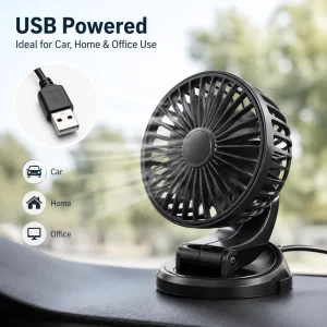 USB Powered Mini Desk Fan Quiet Portable Adjustable Air Circulator with Stable Base Multi Angle Rotation for Car Home Office