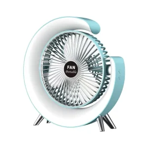 USB Rechargeable 3 Speed Portable Table Fan Mini Fan with Led in 5 Colors for Home and Office