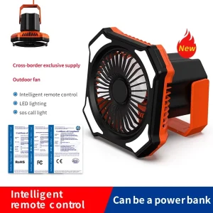 USB Rechargeable 4000mAh Air Cooling Fan LED Lamp Bank Hotel Outdoor Use Remote Control Portable Camping Fan