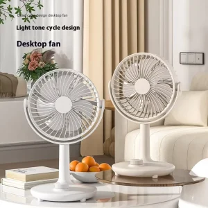 USB Rechargeable 5 Inch Desktop Fan Mini Office Air Cooling Electric Rotation Table Fans Mechanical Control Plastic Material