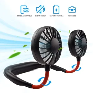 USB Rechargeable Hands Free Neckband Fans Headphone Design Mini Cooler Wearable Neck Fans for Travel Office Outdoor