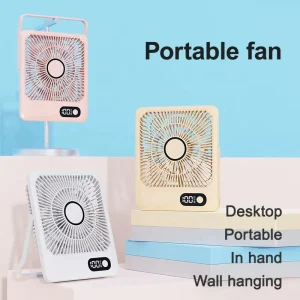 USB Rechargeable Mini Desk Fan Portable 5-Speed Wall Fan Adjustable Wind Speed for Home Car Outdoor Hotel