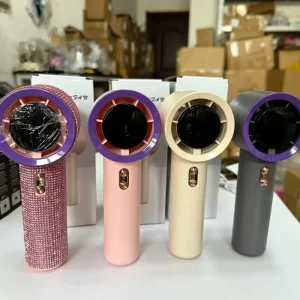 USB Rechargeable Mini Fans Portable Handheld Large Capacity Dryer Fan Lightweight Rhinestones 199 Speeds Eyelash Fan Dryer