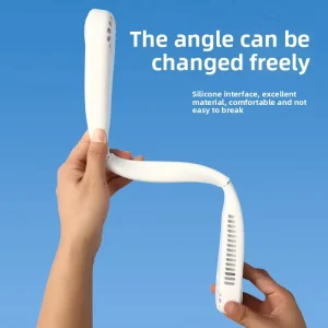 USB Rechargeable Neck Fan Hands Free Bladeless Wearable Fan 360 Degree Cooling Hanging Fan 3 Speed Quiet Forfice