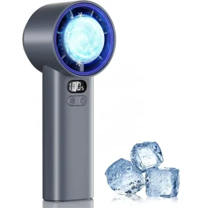 USB Rechargeable Plastic Cartoon Handheld Fan English Interface Ice Cooling Brushless Motor 5-Speed 3-6 Hours Runtime Portable