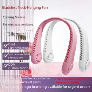 USB Rechargeable Wearable Mini Neck Fan Portable Cooling Fan with 3 Blades Outdoor Use