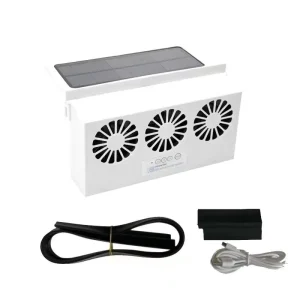 USB Solar Rechargeable Car Fans Three Window Cooling Exhaust Fans