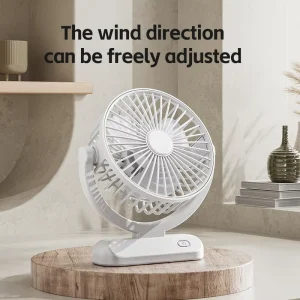 USB Table Fan With 360° Rotation Portable Desktop Fan White Minimalist Rechargeable Summer Cooling Fan Home Office