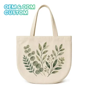Ujoy Gift High Quality Cotton Canvas Tote Bag Thick Fabric Wear Resistant Custom Printed Logo Canvas Bag for Shopping Office Use