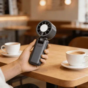 Ultra High Speed Spiral Cyclone Foldable Handheld Fan LCD HD Display USB Colder Air Conditioning Rapid Air Cooling Car Household